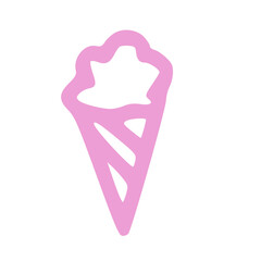 Ice Cream Sweet Summer Treat Minimal One-Line Drawing
