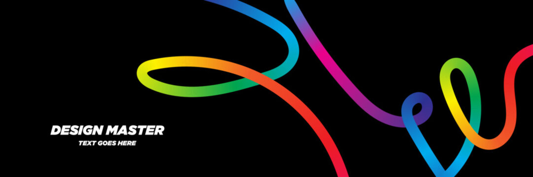 Rainbow Wavy Line Pattern &ndash; Abstract Gradient Color Shapes and Fluid Geometric Vector Design