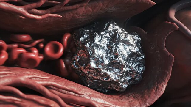 Heart under cholesterol imbalance, from outside beating muscle to inner coronary arteries, deposits reduce oxygen supply, cardiac rhythm falters