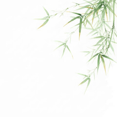 Naklejka premium Watercolor Green Bamboo Frame on Clean White Background