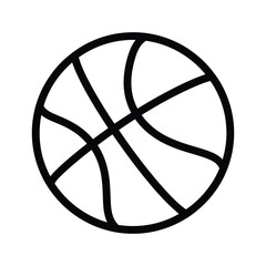 Simple black and white outline icon of a basketball isolated on © Shahin Studio