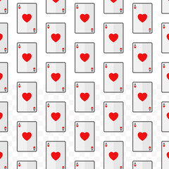 Flat Design Heart Ace Poker Card Seamless Pattern Repeating Background