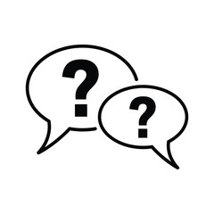 Two speech bubbles with question mark icon for communication problem