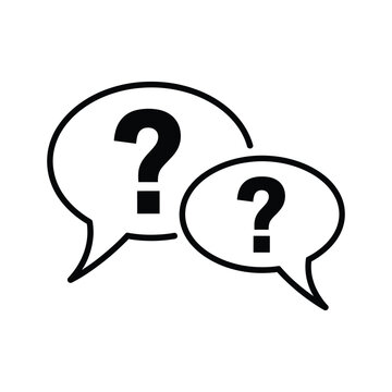 Two speech bubbles with question mark icon for communication problem