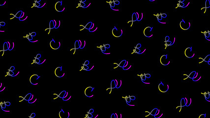 Abstract english letters stripe on black background.