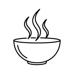 Hot steam rising from a bowl icon, simple line art drawing