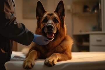 Veterinary examination animal clinic dog care indoor environment close-up view health and wellness focus