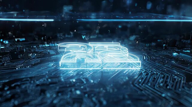 Glowing object levitating over a futuristic circuit board