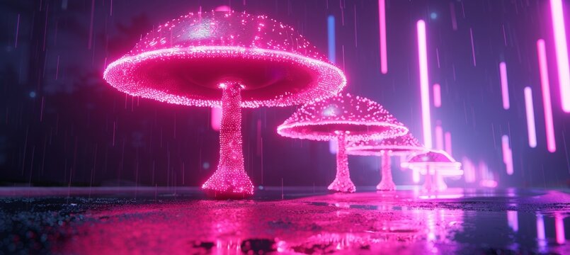 Enchanted forest of luminescent mushrooms  a magical fantasy illustration awaits you