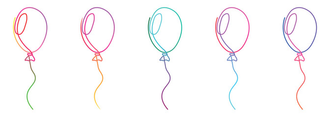 Festive Line Art Balloons in Gradient Colors Perfect for Celebrations and Events Background