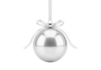 White christmas ball isolated on transparent background for festive decoration