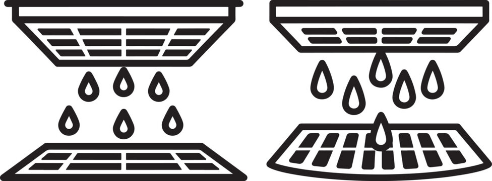 Two contrasting drainage systems with falling water silhouette