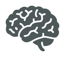 Brain icon vector, bold flat silhouette with stylized neural lines — stock vector