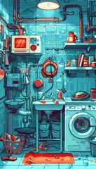 Futuristic smart kitchen featuring touchscreens and modern appliances for contemporary living