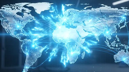 Global network connecting the world with digital technology and data transfer