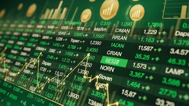 Dynamic financial news background with stock tickers for modern business updates