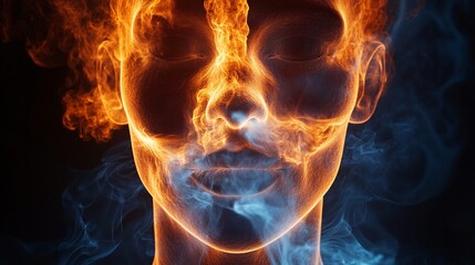 Conceptual image representing the body's natural defenses. Depicting human anatomy intertwined with elements symbolizing the immune response. The glow and smoke emphasize vitality and fragility.