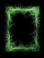 Ethereal Green Frame: An enchanting, glowing frame crafted from intricate, luminous green energy, gracefully encloses a world of endless possibilities.