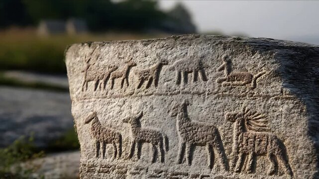 Ancient Rock Carvings Reveal Early Human Artistry with Animal Figures.