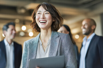 Professionals in lively work settings, exchanging ideas with genuine energy and friendly confidence, reflects a thriving business culture driven by communication and connection.