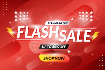 Bright flash sale banner with bold promotional text, limited time discount, online shopping announcement, digital marketing promo, ecommerce retail offer, urgent sales concept
