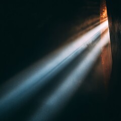 Mystical Beams: Sunlight streams through an opening, illuminating the darkness and creating an aura of mystery and hope.