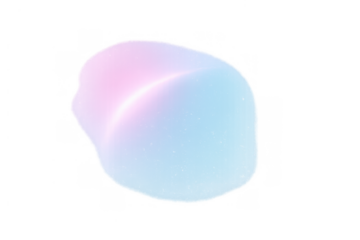 Abstract pastel pink and blue gradient cloud shape floating, with a soft blur and subtle glowing curve, over a transparent background