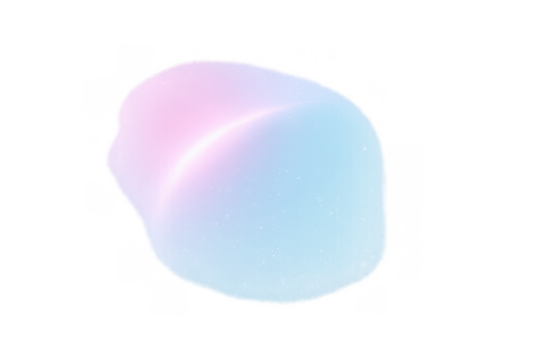 Abstract pastel pink and blue gradient cloud shape floating, with a soft blur and subtle glowing curve, over a transparent background