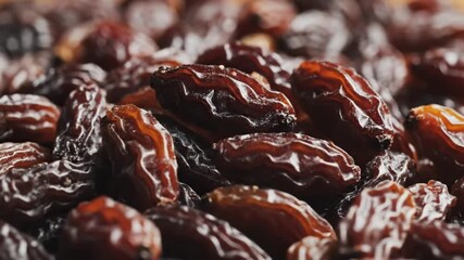 Delicious raisins tumbling in slow motion, a healthy snack perfect for breakfast or baking needs and healthy eating habits