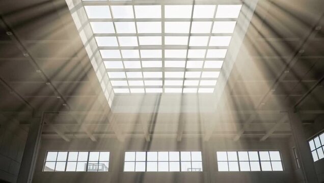 Glass ceiling skylight is a straightforward square panel design with strong framing