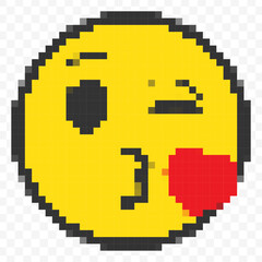Obraz premium Pixelated Minimalist Kissing Emoji Smiley Face Expression Communication Icon