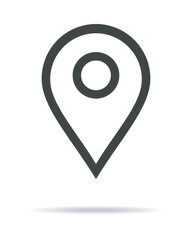Location pin vector minimal outline icon with drop shadow &mdash; stock vector