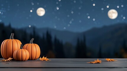 Serene autumn sunset over a pumpkin field with warm orange hues in a tranquil rural landscape