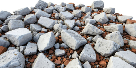 Pile Of Broken Concrete Chunks And Scattered Red Brick Fragments On A Transparent Background Rubble Debris Construction Materials