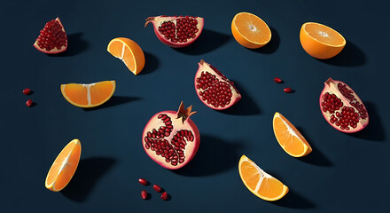 Fresh Fruit Arrangement with Pomegranate and Orange Slices