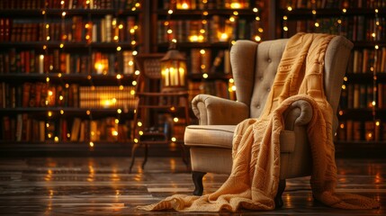 Cozy reading corner design  soft blankets, warm lighting, and a peaceful atmosphere for relaxation