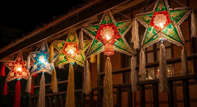 Traditional Filipino Parol star lanterns - 1