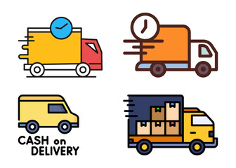 Premium Delivery Icon & Vector Pack | Fast Delivery, Delivery Bike, Delivery Truck, Emergency Delivery Illustrations