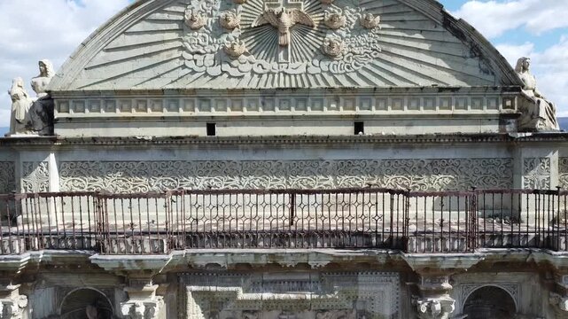 Sculptural details of the facade of the Oaxaca Cathedral. Oaxaca de Ju&aacute;rez, Mexico