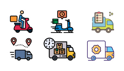 Premium Delivery Icon & Vector Pack | Fast Delivery, Delivery Bike, Delivery Truck, Emergency Delivery Illustrations