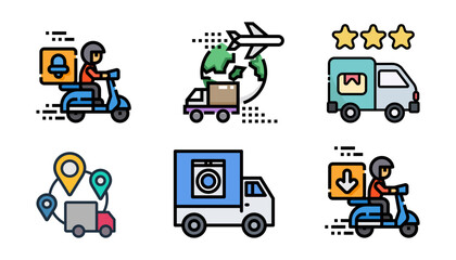 Premium Delivery Icon & Vector Pack | Fast Delivery, Delivery Bike, Delivery Truck, Emergency Delivery Illustrations