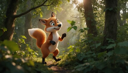 Humorous animal cartoon set against a forest backdrop