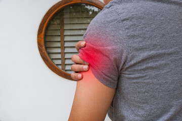 Shoulder and upper arm pain relief—targeted treatment for muscle strain, inflammation, or rotator cuff injury. Ideal for medical ads with copy space.