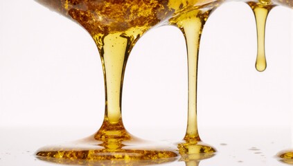 Isolated realistic illustration of a yellow sweet sticky honey flow on white background