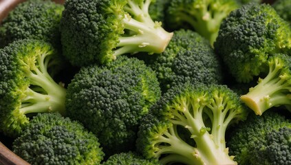 Vibrant green broccoli florets in a healthy eating vegetarian context