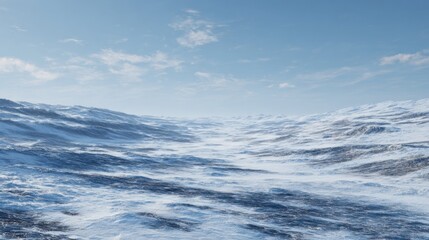 Obraz premium Serene Ocean Waves Under Clear Sky with Gentle Ripples and Bright Sunlight Spreading Across the Vast Seascape Horizon