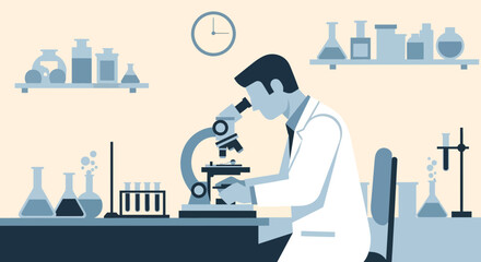 Dedicated scientist conducting research with microscope in laboratory, driving innovation and medical breakthroughs for a healthier tomorrow
