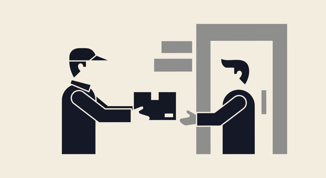 Seamless Delivery Experience: Courier Delivering Package to Customer's Door with Efficiency and Professionalism, Representing Modern E-commerce and Logistics