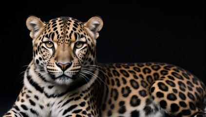 Fototapeta premium Animal print with a brown and black leopard pattern as the background