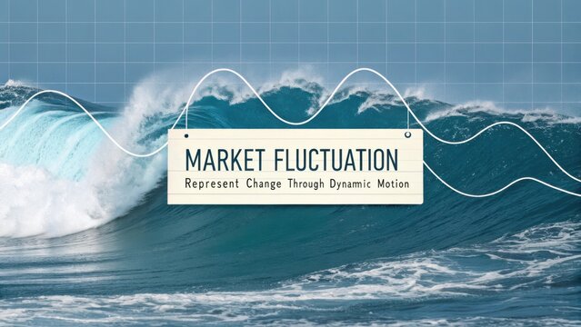 Dynamic Waves Illustrating Market Fluctuation with Graphical Representation of Change and Motion in Financial Context